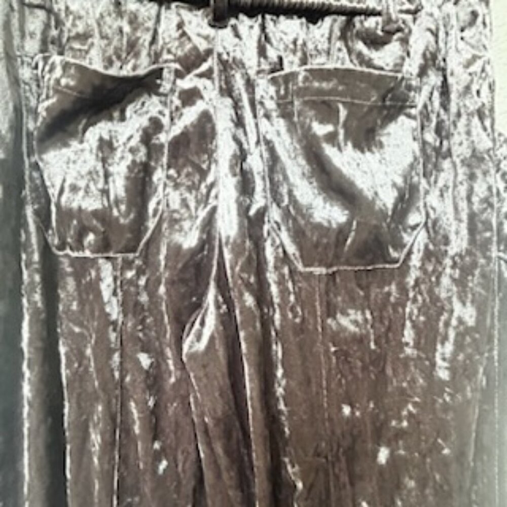 NWOT Mocha Crushed Velvet Velour Very Soft Relaxed Fit Joggers Pants - Picture 10 of 14